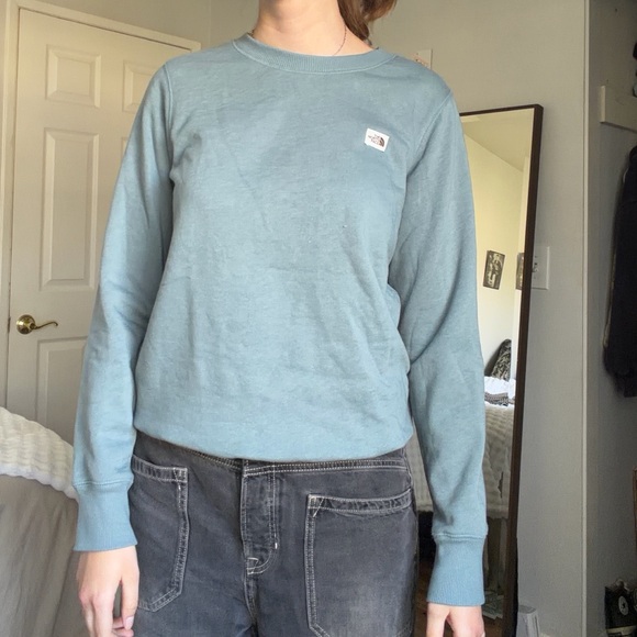 North Face Green Blue Crewneck Sweatshirt - Picture 2 of 5